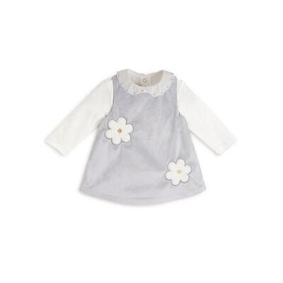 Girls Light Grey Applique T-shirt with Dress